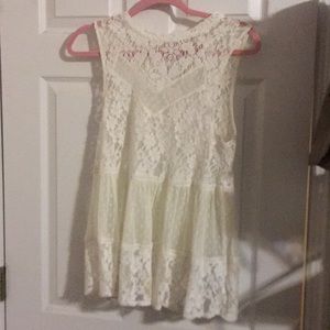 Free people white lace sleeveless blouse sz large
